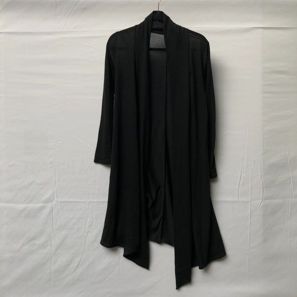 Rags & Couture Sheer Black Hi Low Long Open Rayon Blend Cardigan S